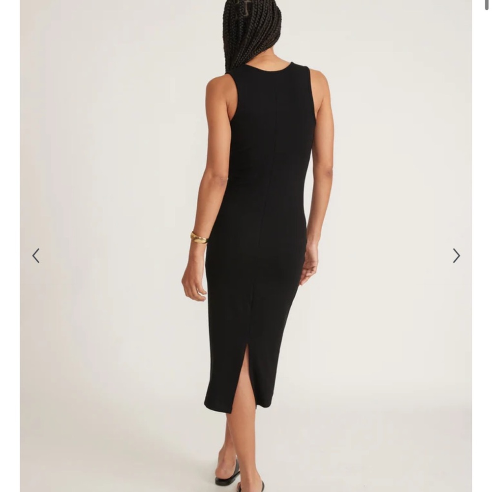 Marine Layer Lexi Rib Daytime Midi Dress Minimal Black Sleeveless Stretch Sz M - Picture 5 of 10